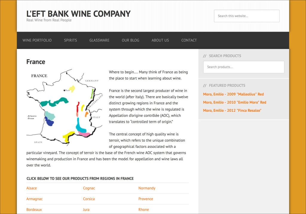 L'eft Bank Wine Company Web Site