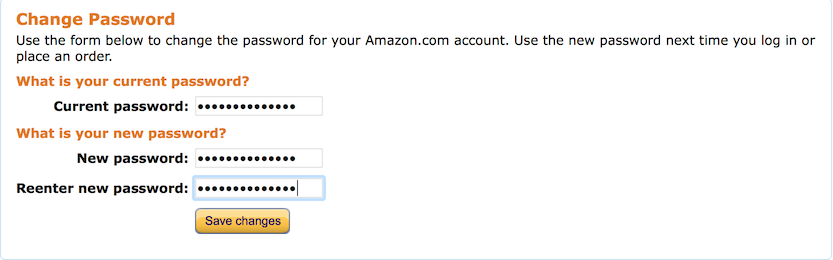 amazon change password